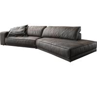 Canapé Snoosh en Microfibre Noir Vintage 400x150 cm avec méridienne à Droite