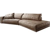 Canapé Snoosh 400x150 cm microfibre taupe vintage avec méridienne à droite