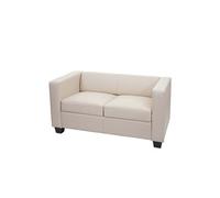 Canapé / sofa Lille, 2 places, 137x75x70cm, cuir reconstitué crème