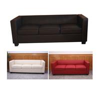 Canapé / sofa M65, 3 places, 191x75x70cm, simili-cuir, rouge