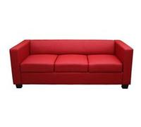 Canapé / sofa Lille, 3 places, 191x75x70cm simili-cuir, rouge