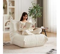 Canapé Togo, fauteuil de sol, pouf une place en mousse à mémoire de forme, tissu chenille, convient au salon et à la chambre, beige.