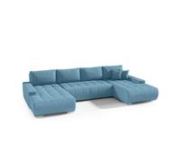 Canapé U 5 places convertible coffre Jonas Bleu