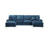Canapé U-shaped modern grand chenille bleu 272.00x136.00x88.00 cm