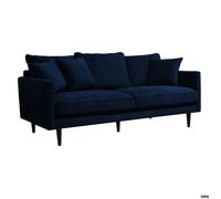 Canapé velours ""Candice"" 3 places bleu encre - Atmosphera createur d'interieur