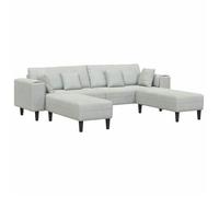 vidaXL Canapé 3 pièces Moderne Gris clair Velours – Cadre en contreplaqué, Coussins mousse