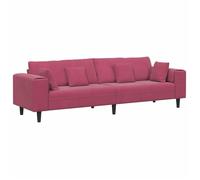 vidaXL Canapé en velours avec coussin avec oreiller Bordeaux 208 cm Velours