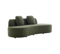 Canapé virgule 3 places en tissu bouclette kaki forme organique - WAVE L 232 x P 97 x H 68cm