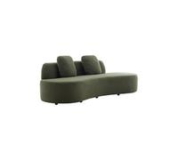 Canapé virgule 3 places en tissu bouclette kaki forme organique - WAVE L 232 x P 97 x H 68cm