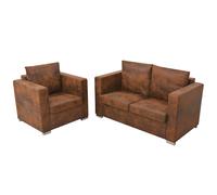 Canapés 2 pcs Cuir Daim Synthétique Fauteuil Mobilier Meuble de Salon vidaXL