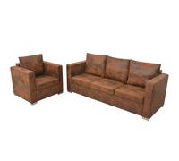 Canapés 2 pcs Cuir Daim Synthétique Fauteuil Mobilier Meuble de Salon vidaXL