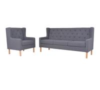 Canapés 2 pcs Tissu Gris Mobilier Fauteuil Chaise Canapé de Salon vidaXL