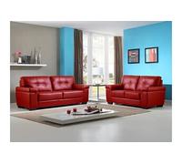Canapés 3+2 places en cuir HAZEL - Rouge