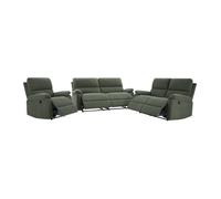 Canapés 3 places, 2 places et fauteuil relax électrique en velours côtelé vert LUNANO