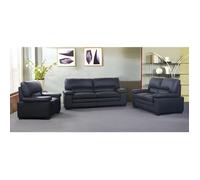 Vente-unique - Canapés 3 Places 2 Places et Un Fauteuil en Cuir de Buffle Mimas - Noir