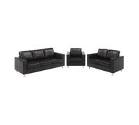 Vente-unique Ensemble de canapé 3+2+1 - Simili-Cuir - Noir - Ackley