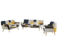 Canapés 3 places 2 places et un fauteuil en tissu patchwork SERTI II Multicolore