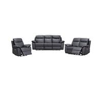Vente-unique - Canapés 3 Places, 2 Places et Un Fauteuil Relax électrique en Cuir Noir VIPINO