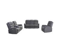 Canapés 3 places 2 places et un fauteuil relax électrique en tissu gris NEVERS