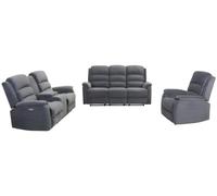 Canapés 3 places 2 places et un fauteuil relax électrique en tissu anthracite NEVERS Gris anthracite
