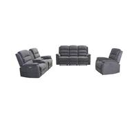 Canapés 3 places 2 places et un fauteuil relax électrique en tissu gris NEVERS