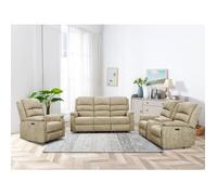 Canapés 3 places 2 places et un fauteuil relax électrique en tissu beige NEVERS Beige