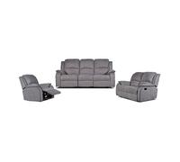 Canapés 3 places 2 places et un fauteuil relax en microfibre HERNANI - Gris
