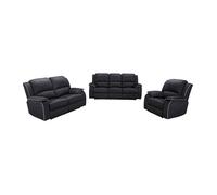 Canapés 3 places 2 places et un fauteuil relax en microfibre HERNANI - Noir