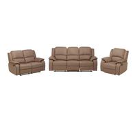 Canapé 3+2+1 places relax en microfibre HERNANI - Taupe