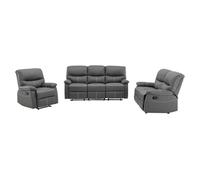Canapés 3 places 2 places et un fauteuil relax en simili gris CANBY
