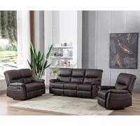 Canapés 3 places 2 places et un fauteuil relax en simili marron CANBY