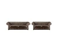 Canapés 3 places et 2 places chesterfield CLOTAIRE 100% cuir vieilli