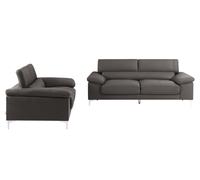 Canapé 3+2 places en cuir SOLANGE - Anthracite