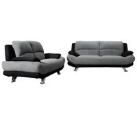 Canapé 3+2 places en microfibre MUSKO - Bicolore gris et noir