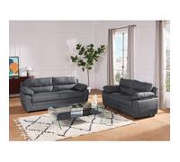Vente-unique - Canapés 3 Places et 2 Places en Tissu Anthracite Manoa