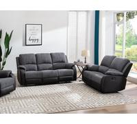 Canapés 3 places et 2 places relax en microfibre et simili gris et noir BRODY