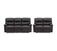 Canapés 3 places et 2 places relax en simili marron CANBY