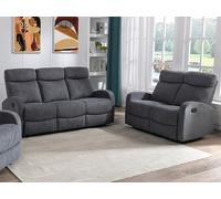 Canapés 3 places et 2 places relax en tissu gris EVELYN