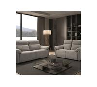 MAZARO - Canapés 3 Places Relax Electrique + 2 Places Fixe Tissu Gris Chiné - Altobuy Gris G
