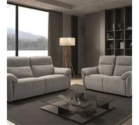 MAZARO - Canapés 3 Places Relax Electrique + 2 Places Fixe Tissu Gris Chiné - Altobuy Gris G