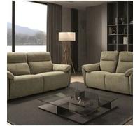 MAZARO - Canapés 3 Places Relax Electrique + 2 Places Fixe Tissu Vert Chiné - Altobuy Vert G