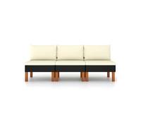 Canapé de Jardin - VIDAXL - 3 Places - Bois d'Eucalyptus - Résine Tressée - Confort Moelleux