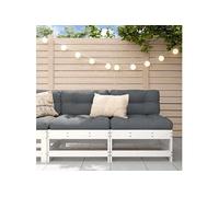 Canapés centraux avec coussins 2 pcs blanc bois de pin massif, canapé de jardin, siège de jardin, siège d'extérieur, 825577