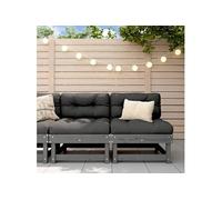 Canapés centraux avec coussins 2 pcs gris bois de pin massif, canapé de jardin, siège de jardin, siège d'extérieur, 825459