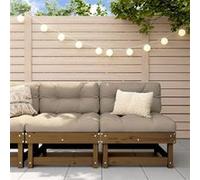 Vidaxl Canapés Centraux Avec Coussins 2 Pcs Marron Miel