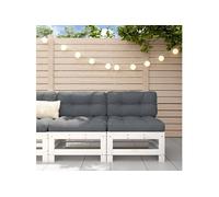 Canapés centraux de jardin 2 pcs blanc bois de pin massif