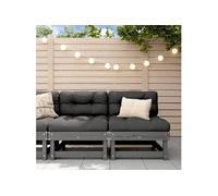 Canapés Centraux de Jardin 2 pcs, Sièges avec Dossier, Meubles de Terrasse Patio Arrière-cour Balcon Extérieur, Gris 825403