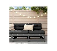 vidaXL Canapés centraux de jardin 2 pcs – Bois de pin massif, gris, avec dossier