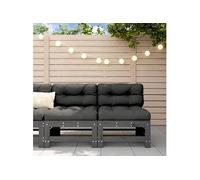 Vidaxl Canapés Centraux De Jardin 2 Pcs Gris Bois De Pin Massif