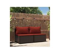 Canapés centraux de jardin coussins 2pcs marron résine tressée